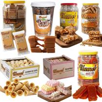 Super Kit 200 Doces Abobora Pingo de Leite Tabletes Cremosos Canudos Suspiros Pe de Moleque Pe de M