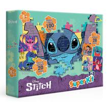 Super Kit 3 em 1 do Stitch Quebra-Cabeca, Dominó e Memória Super Kit 3 em 1 do Stitch Quebra-Cabeca, Dominó e Memória