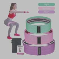 Super Kit 3 Faixas Elásticas Mini Band Tecido Exercício Academia Casa KIT 3 LARGOS Super Kit 3 Faixas Elásticas Mini Band Tecido Exercício Academia Casa KIT 3 LARGOS