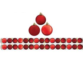 Super Kit 30 Bolas De Natal Glitter, Lisa e Fosca Vermelha 4cm - Master Christmas