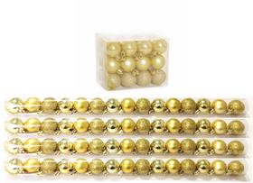 Super Kit 60 Bolas Natal Glitter, Lisa e Fosca Dourada 4cm