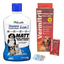 Super Kit Antipulgas: 48 Comprimidos Potentes para Cães até 15kg + Shampoo e Condicionador Matt 6 em 1 - Contra Pulgas, Carrapatos, Piolhos e Sarna