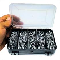 Super Kit com 250 Rebites Pop de Alumínio Estojo Organizador Duplo Medidas 306 308 310 408 410 Ideal para Fixações Profissionais