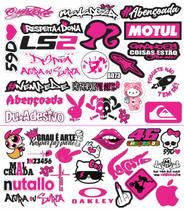 Super Kit Com 43 Adesivos 244 Moto Meninas Cartela Pink