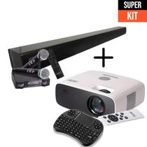 Super kit Completo Som e Imagem Bluetooth Karaokê + Projetor Android e Mini Teclado Sem fio