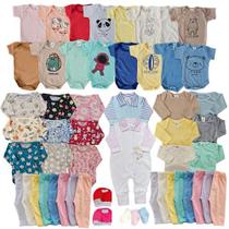 Super Kit Enxoval 40 Peças Roupas de Bebê Body Macacão Mijão Luvas Toucas e Meias Maternidade