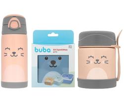 Super Kit Hora do Lanche Gumy Pessego Com Copo Térmico Pote Térmico e 3 Potinhos Plásticos Sortidos Azul - Buba