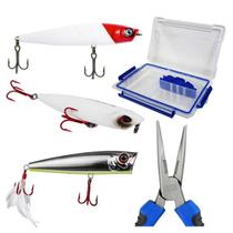 Super Kit Iscas Artificiais Marine Sports Animal Pro Slider Vulcan Superficie + Alicate e Estojo Super Kit Iscas Artificiais Marine Sports Animal Pro Slider Vulcan Superficie + Alicate e Estojo