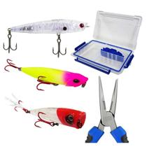 Super Kit Iscas Artificiais Marine Sports Animal Pro Slider Vulcan Superficie + Alicate e Estojo