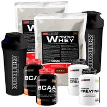 SUPER KIT MAGALU: 2x Whey Protein 500g + 2x BCAA 100g + 2x POWER Creatina 100g + 2x Coqueteleira - Bodybuilders SUPER KIT MAGALU: 2x Whey Protein 500g + 2x BCAA 100g + 2x POWER Creatina 100g + 2x Coqueteleira - Bodybuilders