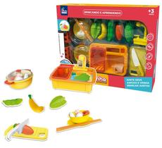 Super Kit Mini Cozinha Com Pia Panelinha Tábua de Corte e Acessórios 20 Peças Brincando e Aprendendo - Fênix Super Kit Mini Cozinha Com Pia Panelinha Tábua de Corte e Acessórios 20 Peças Brincando e Aprendendo - Fênix
