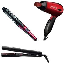 Super Kit Mondial Prancha P-15, Secador Max Travel SC-10 E Modelador EM-05 Bivolts