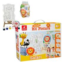 Super Kit Pintura Safari C/ 4 Telas + Cavalete + 6 Tintas Super Kit Pintura Safari C/ 4 Telas + Cavalete + 6 Tintas