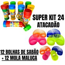 Super Kit Prenda 12 Bolha De Sabão 12 Mola Maluca Lembrancinha Festa Aniversário Infantil Atacado