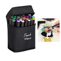 Super Kit Profissional Canetinhas Marca Texto 2 Pontas Duplas Touch 24 Cores 1linha