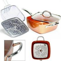 Super kit Profissional Panela Caçarola Frigideira Titânio / Cerâmica Antiaderente cobre