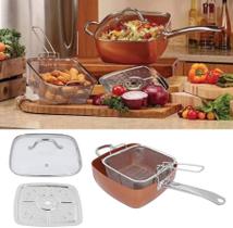 Super kit Profissional Panela Titânio Com Cesto Frigideira Fritadeira Antiaderente