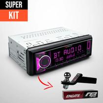 Super Kit Radio Som Mp3 Automotivo Nakamichi Nqe514b Usb Bluetooth Fm + Ponteira De Engate Removível Premium P/ Reboque