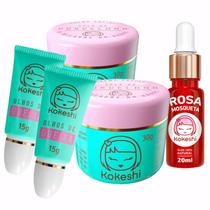 Super Kit Renovadores Faciais Pele de Porcelana Óleo de Rosa Mosqueta Kokeshi