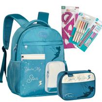 Super Kit Tinker Bell Disney Costas Mochila+Estojo+Itens de Papelaria Clio