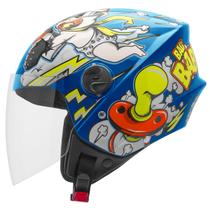 Super Lançamento Capacete Moto Aberto Bad Baby Chupeta Azul Modelo 2023/2024