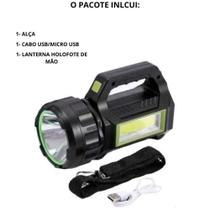 Super Lanterna Holofote Solar Recarregável 10w Pesca Lampião - B-max