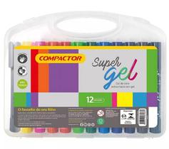 Super Lápis De Cera Gel Com 12 Cores Retrátil - Compactor