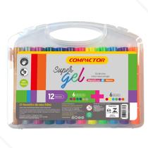 Super Lápis Gel Retrátil 6 Cores Neon 6 Metálicas Compactor