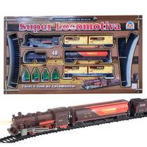 Super Locomotiva Braskit 40 Pcs Trenzinho Ferrorama Farol E Som De Trem