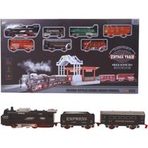 Super Locomotiva Ferrorama Trem Trenzinho Com Farol E Luz 37 Peças VIP 1,40m de Trilhos
