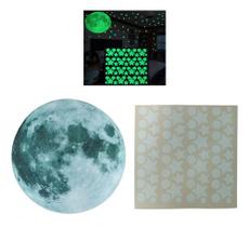 Super Lua 20cm + 68 img Adesivos Brilham no Escuro Verde Fosforescente Estrelas Cometa - Decoração Quarto Infantil