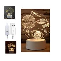 Super Luminária 3d De Mesa Abajur Luxuosa Iluminação Galáxias Carregamento Via USB Bivolt KL1520