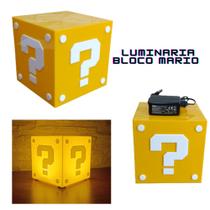 SUPER Luminaria Abajur De Mesa amarelo Branco Mario Bros Geek GRANDE