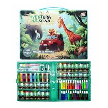 Super Maleta Pintura Safari Canetinhas Lápis Desenhos 168pçs Super Maleta Pintura Safari Canetinhas Lápis Desenhos 168pçs