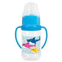 Super Mamadeira Bico Silicone Ortodôntico com Alça 300ml - Baby Shark