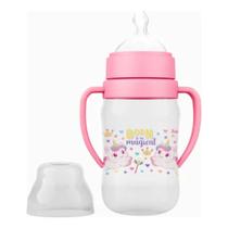 Super Mamadeira Com Alça 300ml Babygo Cor Rosa Unicórnio