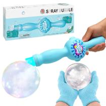 Super Máquina de Bolhas Mágica Resistente para Segurar na Mão Infantil com Luzes Som Azul