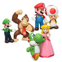 Super Mario Bros Kit 6 Bonecos Coleção Princesa Luigi yoshi Original Aniversário, Namorados,Amigo Secreto, Decoração Super Mario Bros Kit 6 Bonecos Coleção Princesa Luigi yoshi Original Aniversário, Namorados,Amigo Secreto, Decoração