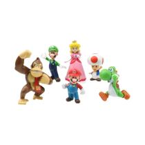 Super Mario Bros Luigi Yoshi Donkey Kong Wario Figuras De Ação Em PVC 6 Unidades Presentes De