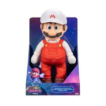 Super Mario Galaxy Filme Boneco Pelúcia Premium Mario De Fogo de 35 Cm Aticulada - Sunny