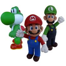 Super Mario, Luigi E Yoshi - Kit Com 3 Bonecos Grandes - Super Size Figure Collection