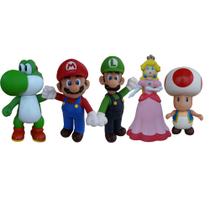 Super Mario Luigi Yoshi Toad Princesa Peach kit 5 bonecos - Super Size Figure Collection