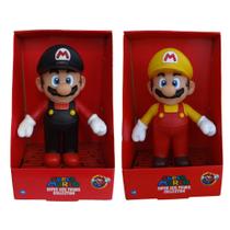 Super Mario preto e Super Mario Amarelo - 2 bonecos grandes