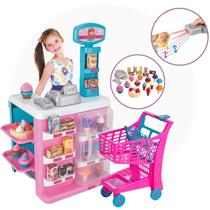 Super Mercadinho Com Carrinho E Acessórios Divertidos