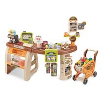 Super Mercadinho Infantil Carrinho Compras 65pçs Som Luz