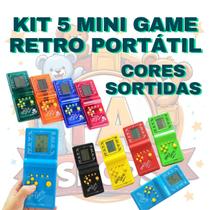 Super Mini Vídeo Game Clássico Portátil De Mão Antigo 9999 Jogos Em 1 Retrô Tetris Cobrinha Corrida Aniversario lembrancinha Doação Natal Kit 05