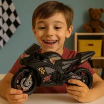 Super Moto Esportiva Preto Veiculo Brinquedo Criança Menino Presente Infantil Motocicleta Super Moto Esportiva Preto Veiculo Brinquedo Criança Menino Presente Infantil Motocicleta