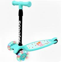 Super Patinete Feminino Unicórnio Verde Luz Regula Altura Retrátil