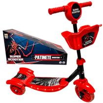 Super Patinete Infantil Scooter Aranha Spider Luzes nas 3 Meninos Som e Luzes Super Patinete Infantil Scooter Aranha Spider Luzes nas 3 Meninos Som e Luzes
