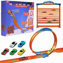 Super Pista 3 em 1 Loop Rampa E Garagem C/ 5 carrinhos - Castela Super Pista 3 em 1 Loop Rampa E Garagem C/ 5 carrinhos - Castela